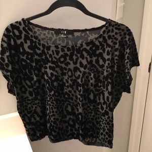 Forever 21 green and black cheetah crop top